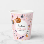 Schattigee Roze Spooky Halloween Kids Verjaardag Papieren Bekers (Voorkant)