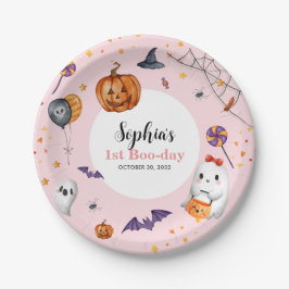 Schattigee Roze Spooky Halloween Kids Verjaardag Papieren Bordje