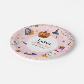 Schattigee Roze Spooky Halloween Kids Verjaardag Papieren Bordje (Gekanteld)