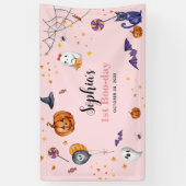 Schattigee Roze Spooky Halloween Kids Verjaardag Spandoek (Verticaal)