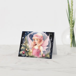 Schattigee Roze Sprookje Kerst Kaart