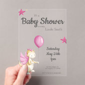 Schattigee Roze Sprookjesachtige Dragon Girl Baby  Acryl Uitnodigingen (Insitu (Draagbaar))