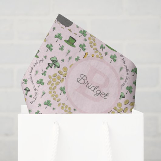 Schattigee Roze St. Patrick's Day Baby Girl Tissuepapier (Cadeauzakje)