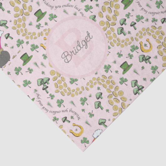 Schattigee Roze St. Patrick's Day Baby Girl Tissuepapier (Detail)