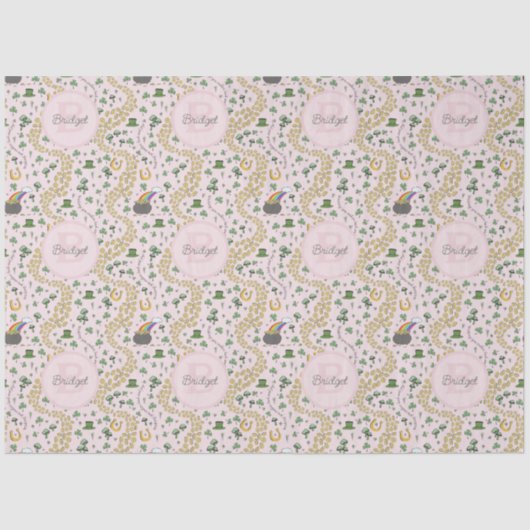 Schattigee Roze St. Patrick's Day Baby Girl Tissuepapier (Voorkant)