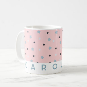 Schattigee Roze Sterrenpatroon Gepersonaliseerde N Koffiemok