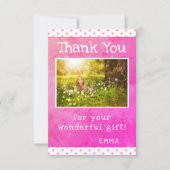 Schattigee Roze Sterrenpatroon Girly Foto Verjaard Bedankkaart (Voorkant)