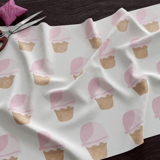 Schattigee Roze Strawberry Ice Cream Pattern Fabri Stof