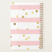 Schattigee Roze Strepen Gouden Polka Dots met Naam Planner (Achterkant)