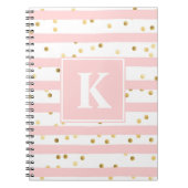 Schattigee Roze Strepen Gouden Stippen Patroon Elk Notitieboek (Voorkant)