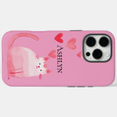 Schattigee Roze Strepen Kat met hartjes Case-Mate iPhone Case (Achterkant (horizontaal))