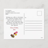 Schattigee roze strik en rode kersen kerst feestdagenkaart (Achterkant)