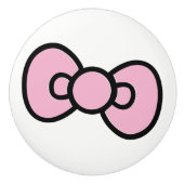 Schattigee roze strik grillig keramische knop (Voorkant)