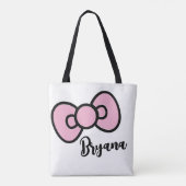 Schattigee roze strik grillig tote bag (Achterkant)