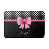 Schattigee roze strik zwart en witte stippen badmat (Voorkant)