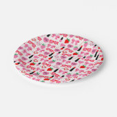 Schattigee roze strikken papieren Borden Bordje (Gekanteld)