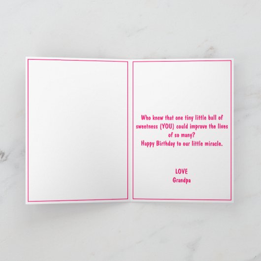 Schattigee Roze T-Rex Dino Kleindochter 1e Verjaar Kaart (Binnen)