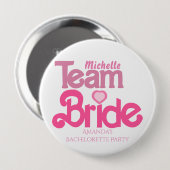 Schattigee roze team bruid typografie ronde button 4,0 cm (Voorkant /achterkant)