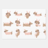 Schattigee Roze Teckel Kerst Wrapping papier Inpakpapier Vel (Voorkant)