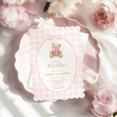 Schattigee Roze Teddy Bear Meisje Baby shower Uitn Kaart