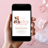 Schattigee roze teddybeer Baby shower uitnodiging