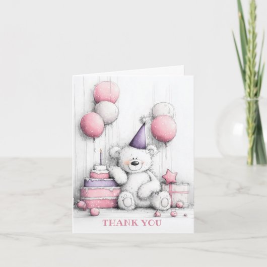 Schattigee roze teddybeer bedankt (Voorkant)