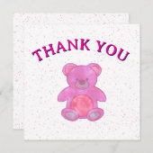 Schattigee Roze Teddybeer Custom Bedankkaart (Voorkant / Achterkant)