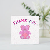 Schattigee Roze Teddybeer Custom Bedankkaart (Staand voorkant)