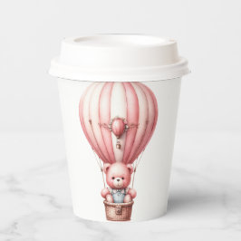 SCHATTIGEE ROZE TEDDYBEER IN HETELUCHTBALLON PAPIEREN BEKERS