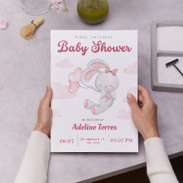 Schattigee Roze Teddybeer Waterverf Baby shower Kaart