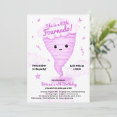 Schattigee Roze Tornado Thema 4e Verjaardag Kinder Kaart (Staand voorkant)