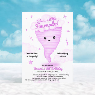 Schattigee Roze Tornado Thema 4e Verjaardag Kinder Kaart
