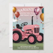 Schattigee Roze Tractor Verjaardag Kaart (Voorkant)