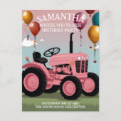 Schattigee Roze Tractor Verjaardag Kaart (Voorkant)
