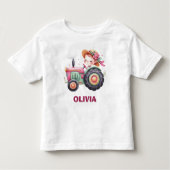 Schattigee roze tractor voor meisjes gepersonalise kinder shirts (Voorkant)