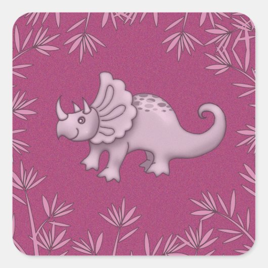 Schattigee roze Triceratops Stickers (Voorkant)