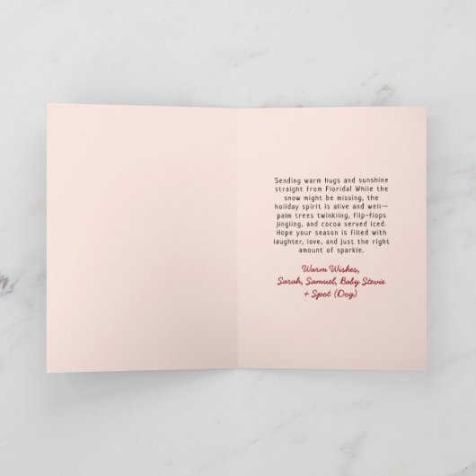 Schattigee Roze Tropische Florida Flamingo Kerst Feestdagen Kaart (Binnen)