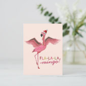 Schattigee Roze Tropische Florida Flamingo Kerst Feestdagenkaart (Staand voorkant)