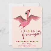 Schattigee Roze Tropische Florida Flamingo Kerst Feestdagenkaart (Voorkant)