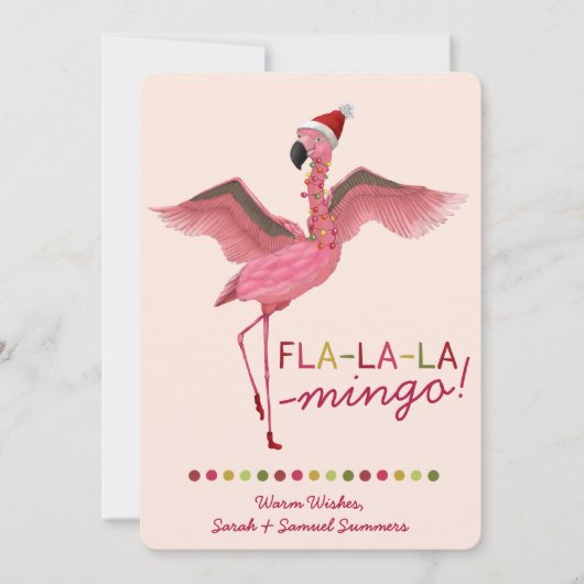 Schattigee Roze Tropische Florida Flamingo Kerst Feestdagenkaart (Voorkant)