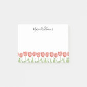 Schattigee Roze Tulp Tuin Gepersonaliseerd 4x3 Post-it® Notes (Voorkant)