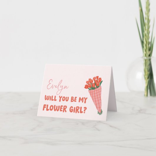 Schattigee Roze Tulpen Gepersonaliseerd Bloemenmei Kaart (Voorkant)