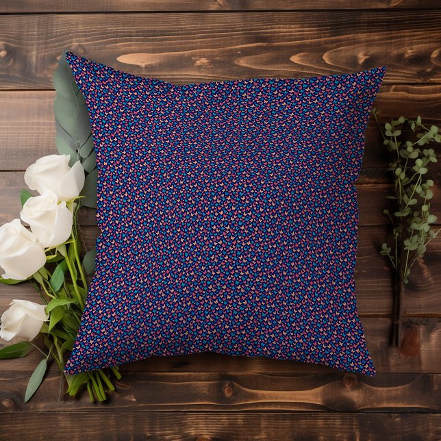 Schattigee roze turquoise hedendaagse vlinder paar kussen (Creator heeft geüpload)