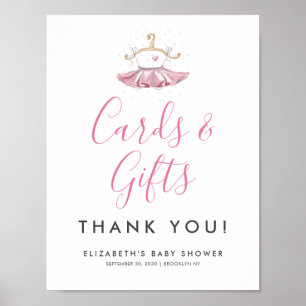 Schattigee Roze Tutu Ballerina Baby shower Kaarten Poster