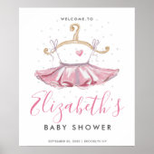 Schattigee Roze Tutu Ballerina Baby shower Welkoms Poster (Voorkant)