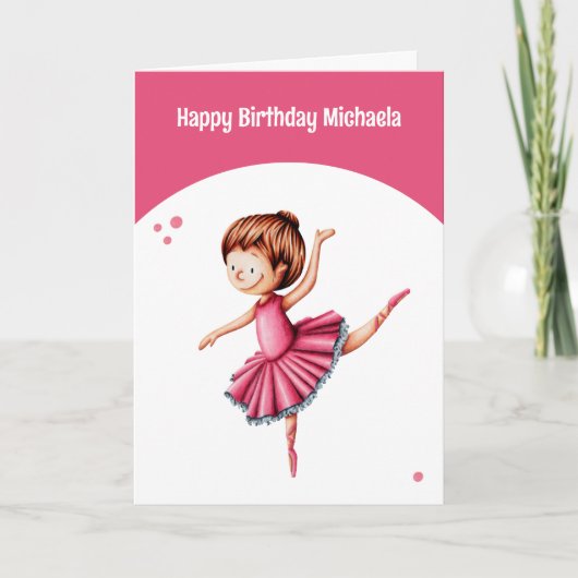 Schattigee Roze Tutu Ballerina Dansende Verjaardag Kaart (Voorkant)