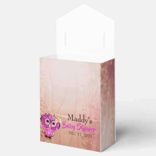 Schattigee roze uil dank u Baby shower Bedankdoosjes (Geopend)