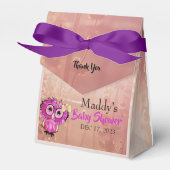 Schattigee roze uil dank u Baby shower Bedankdoosjes (Voorkant Zijde)