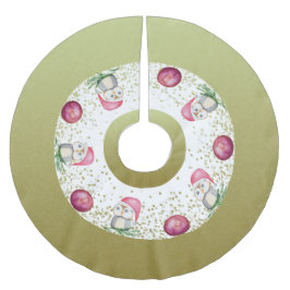 Schattigee roze uil en kerstballen glitter goud kerstboom rok