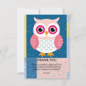 Schattigee Roze Uil Geslacht Neutraal Woodland Bab Bedankkaart (Voorkant)